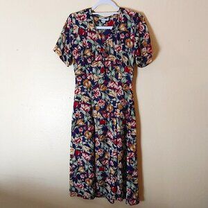 Vintage Ann Taylor Floral Midi Dress - Y2K